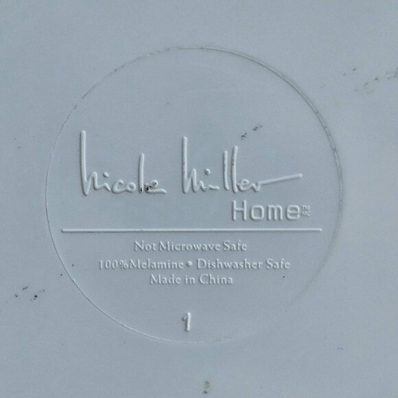 Nicole Miller Floral Melamine 11" Dinner Plate Pair Turquoise, Orange EUC - Picture 8 of 11